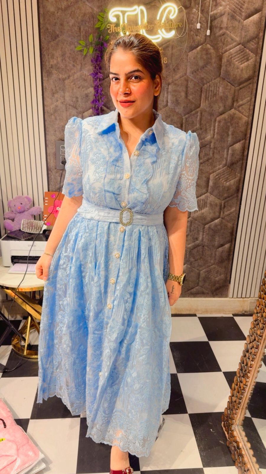Barbie Schiffli Dress With Belt LC172