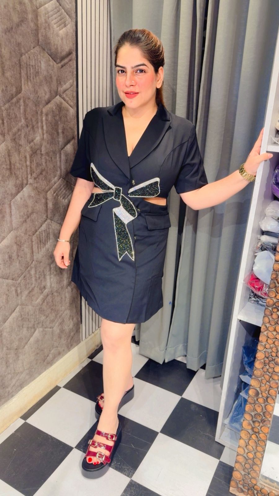 Blazer Style Side Cuts Dress LC161