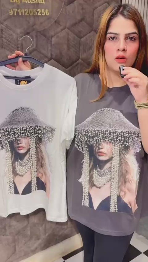 Premium Pearl Embelleished T-shirts LC49