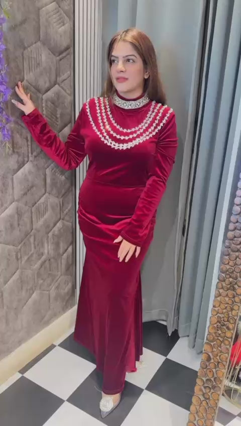 Velvet Partywear Heavy Dress LC67